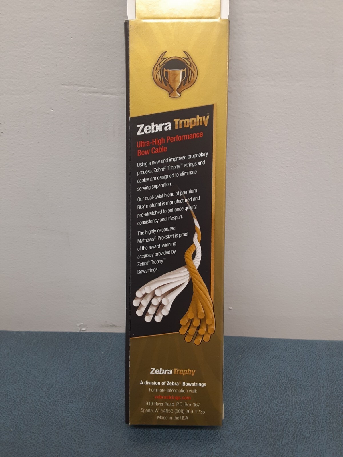 Zebra Trophy Bow Cable/ 13" Black Halon Series - NEW