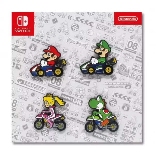 Mario Kart 8 Deluxe Enamel Pin Badge Set (Nintendo Switch Promo, 4-Pack) New