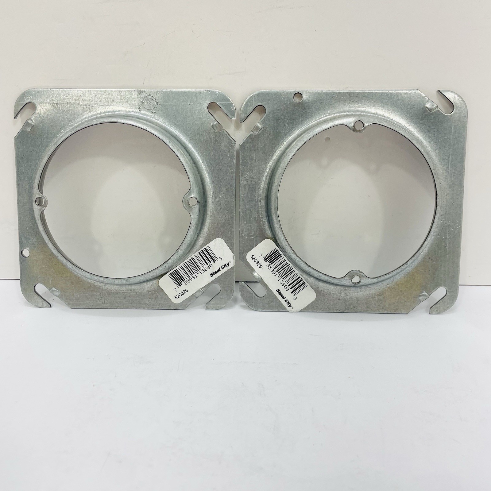 Qty 2 Steel City 52C325 4” Square Box Cover 5/8” Raised Round Center ~New~