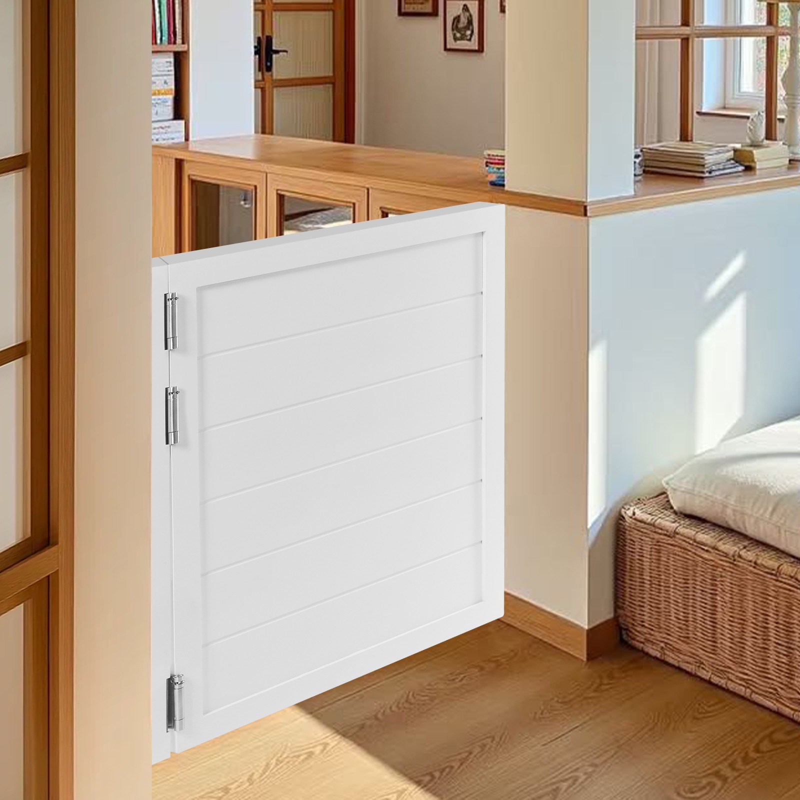White 180° Wooden Partition Door, Single Swing Door 80cm x 90cm