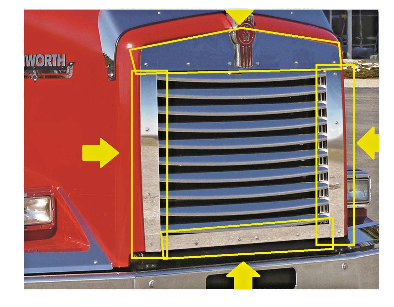 Kenworth T800 Replacement Surround Frame 4 pieces 1995-Newer Premium Quality SS