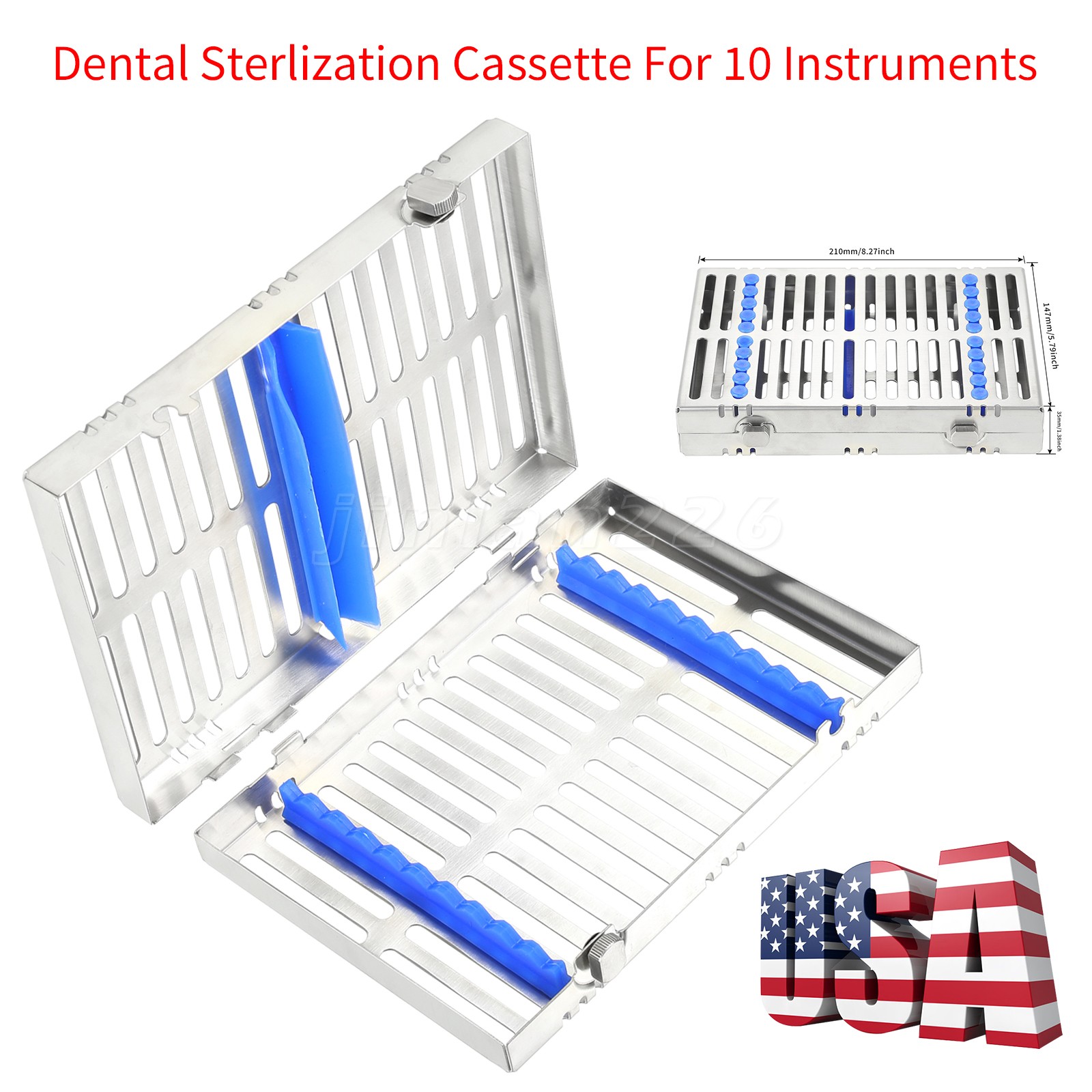 Dental 10 Instruments Sterilization Box Tool Holder Cage Cassette Rack Tray