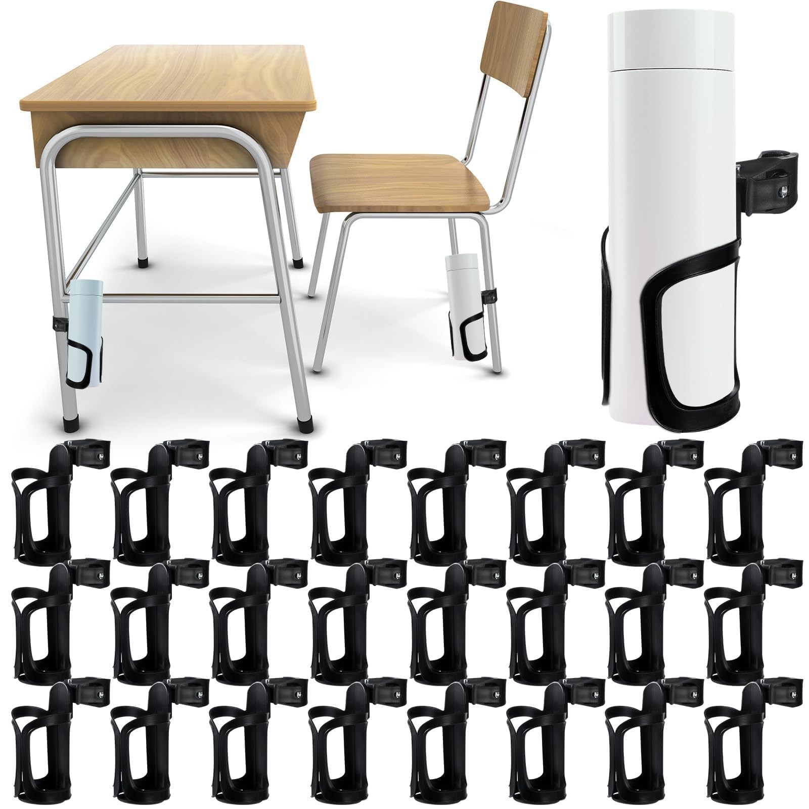 gisgfim 24Pcs Water Bottle Holder for Classroom Durable Cupholder for Desk Ch...