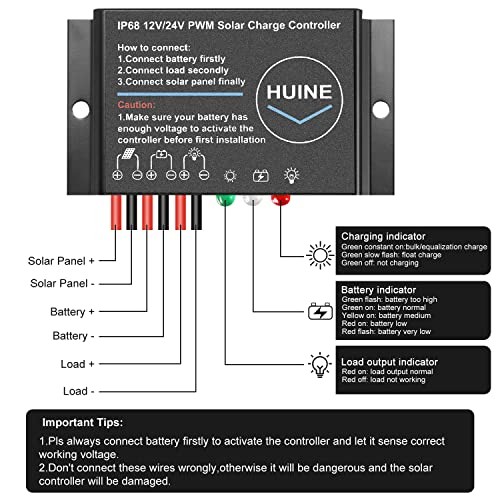 20A 12V 24V Auto IP68 Waterproof PWM Solar Charge Controller Solar Panel