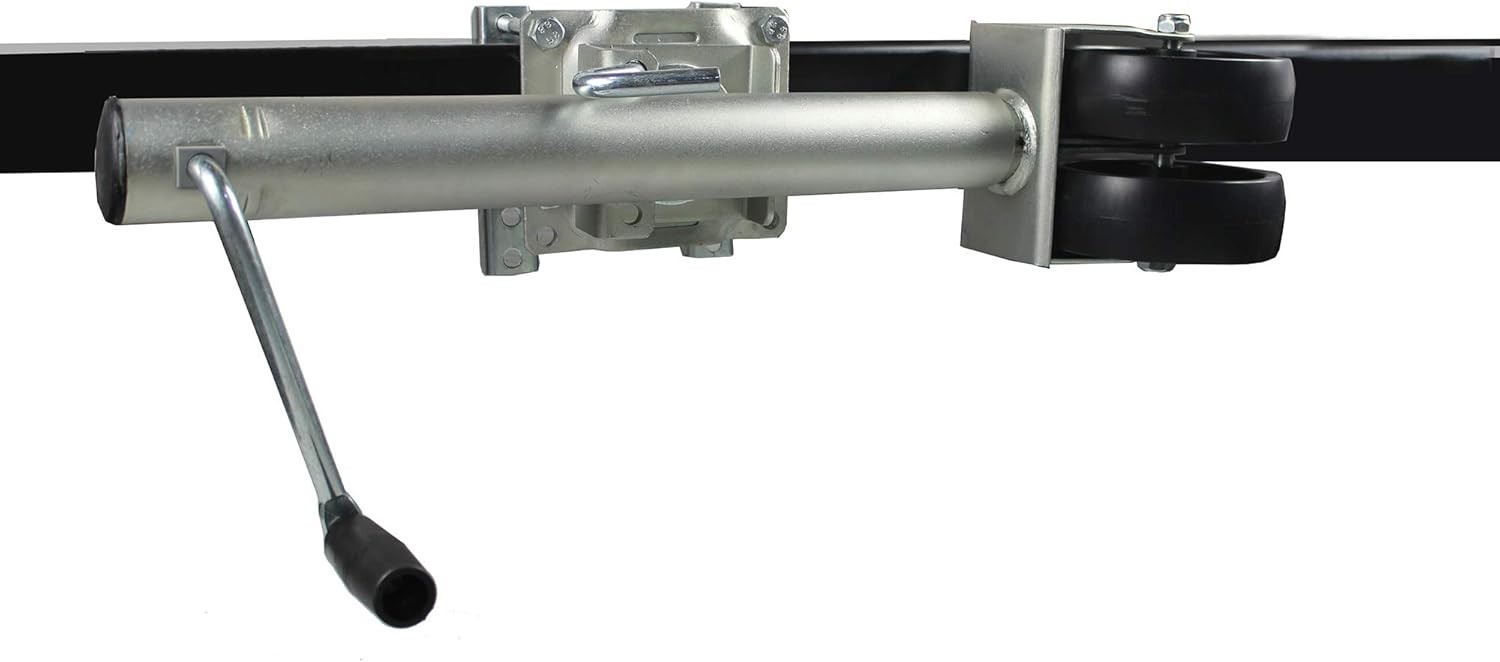 Mobile Trailer Support Jack with Side Wind Handle & Swing-Back Design