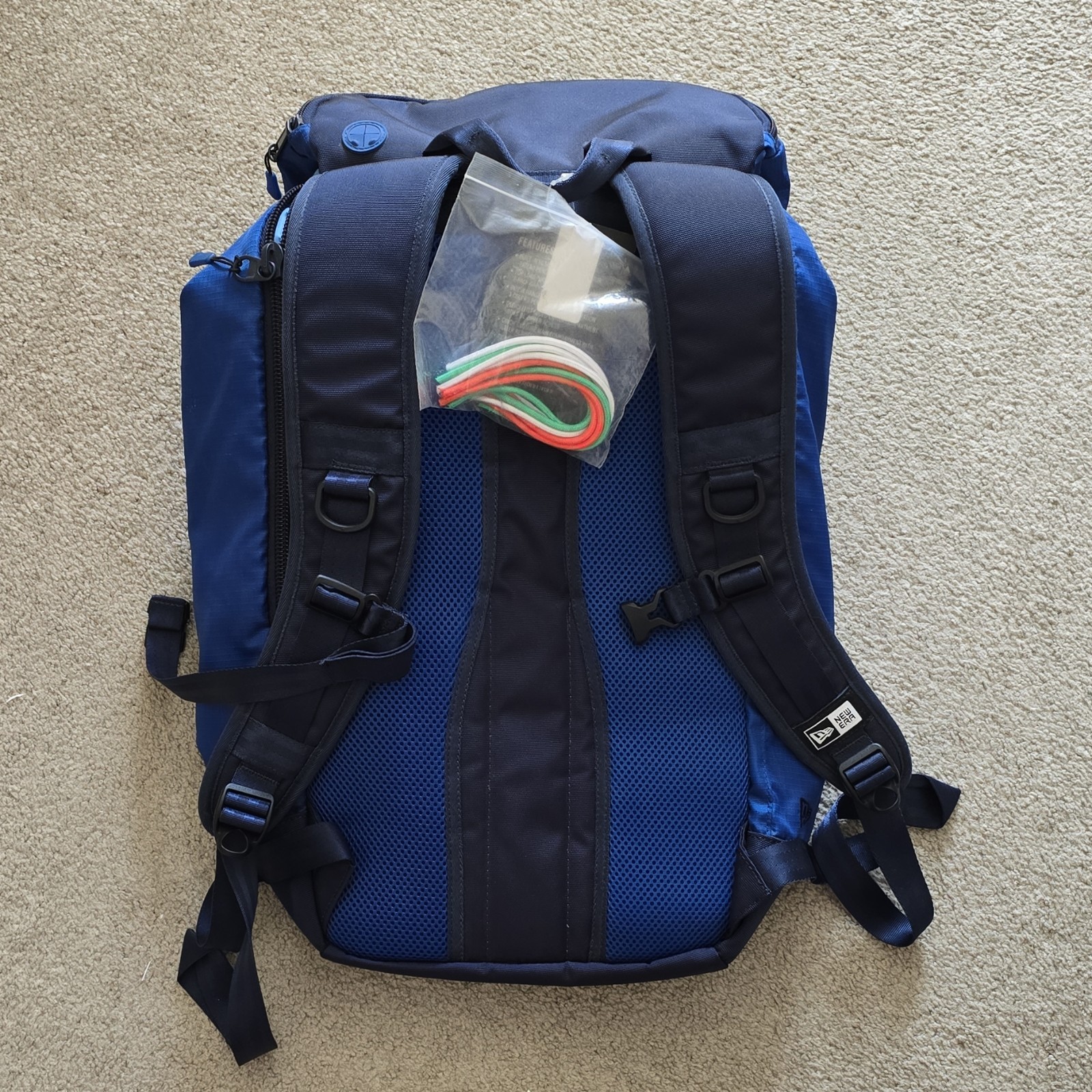 New Era Hiking Backpack Blue/Black Padded Adjustable Straps