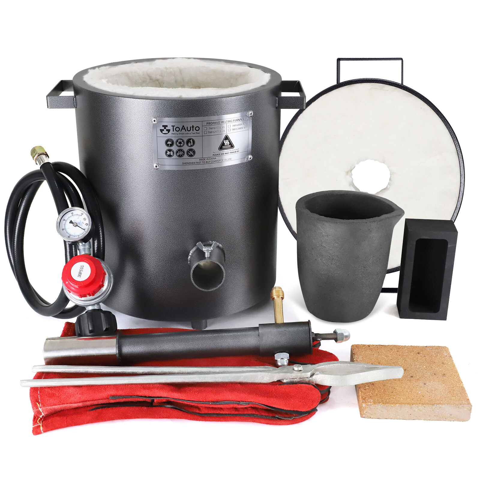 6KG Gas Propane Melting Furnace Refining Forge Copper Gold Silver Aluminum Brass
