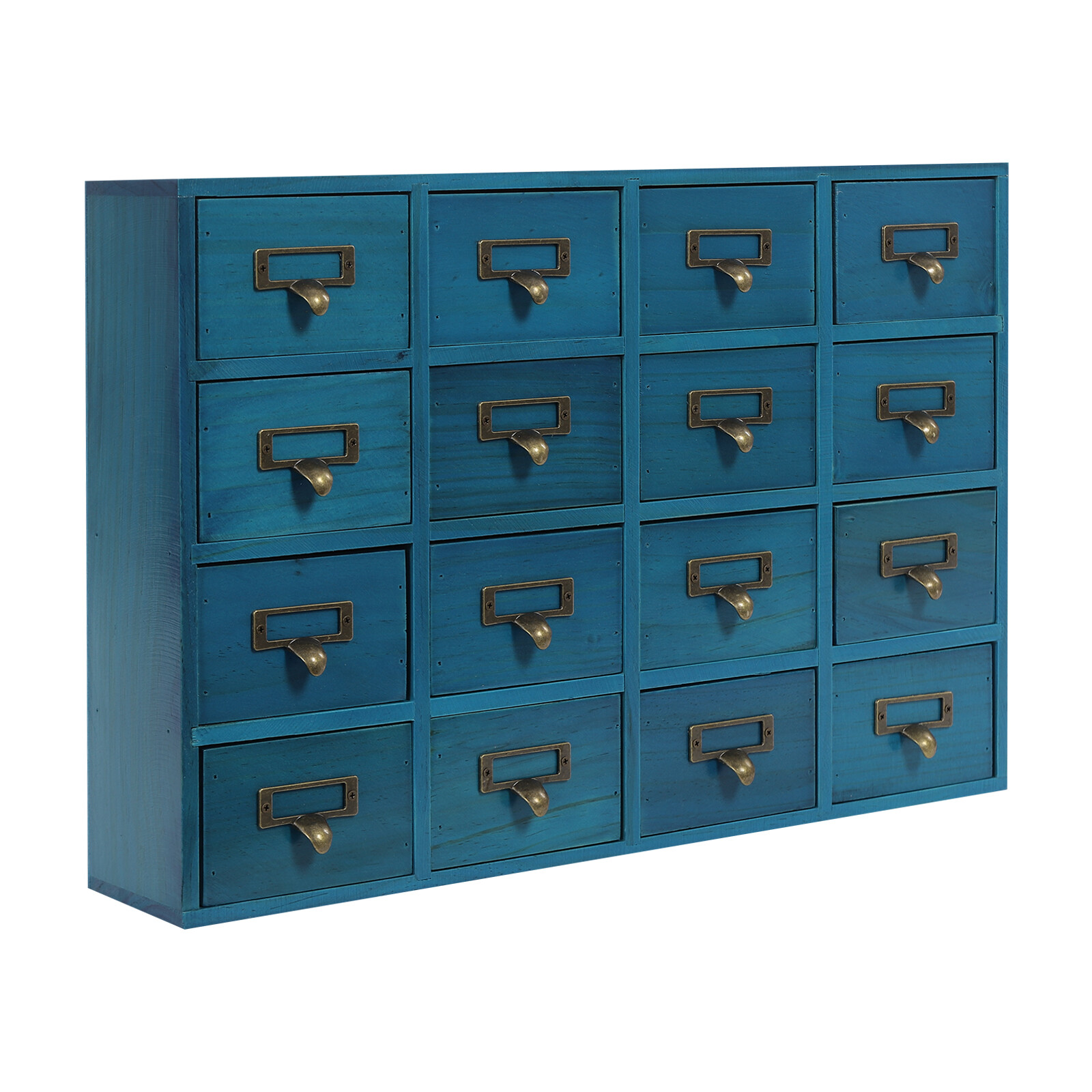 4 PCS*16-Drawer Blue Cabinets Rectangle Storage Cabinet 64-Drawer Storage Box