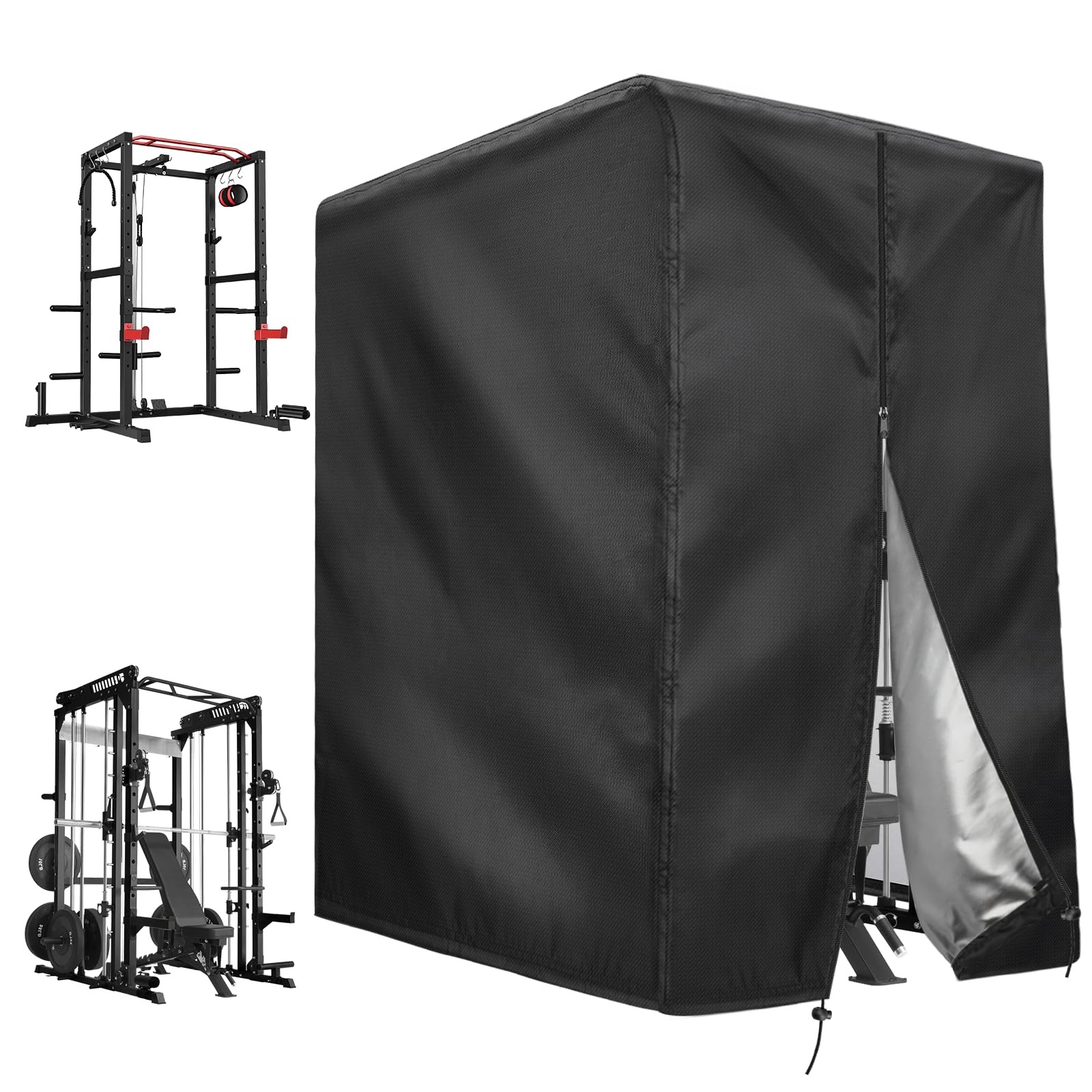 Squat Rack Cover with Waterproof Zipper, Protective Cover for Power Cage/Weig...
