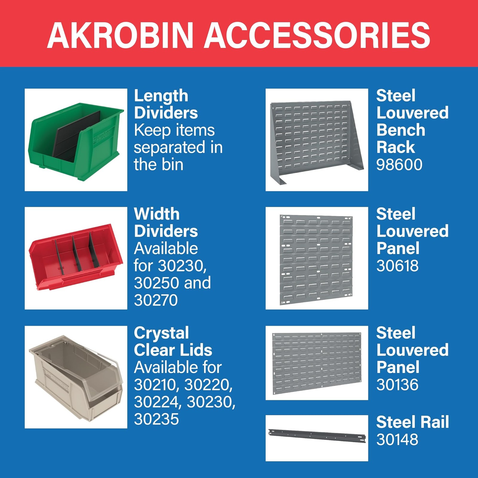 Akro-Mils 30235 AkroBins Plastic Storage Bins, Space-Saving Stackable Bins fo...