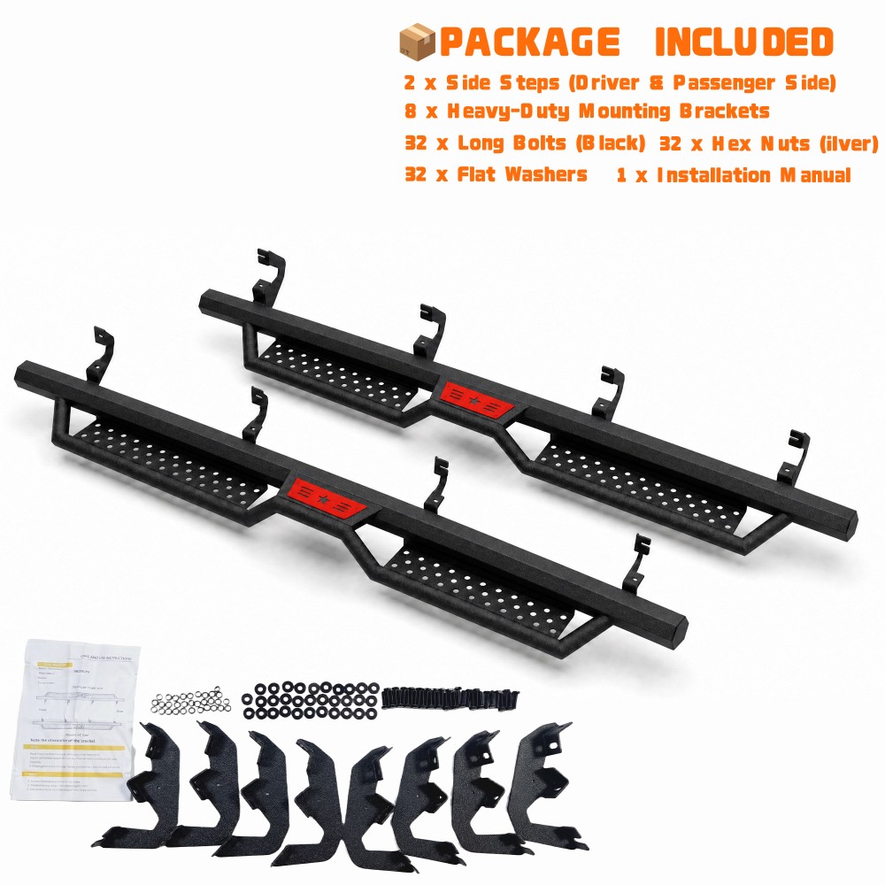 Running Boards For Chevy Silverado 1500 2019-2026 Crew Cab, 2 Step Nerf Bars
