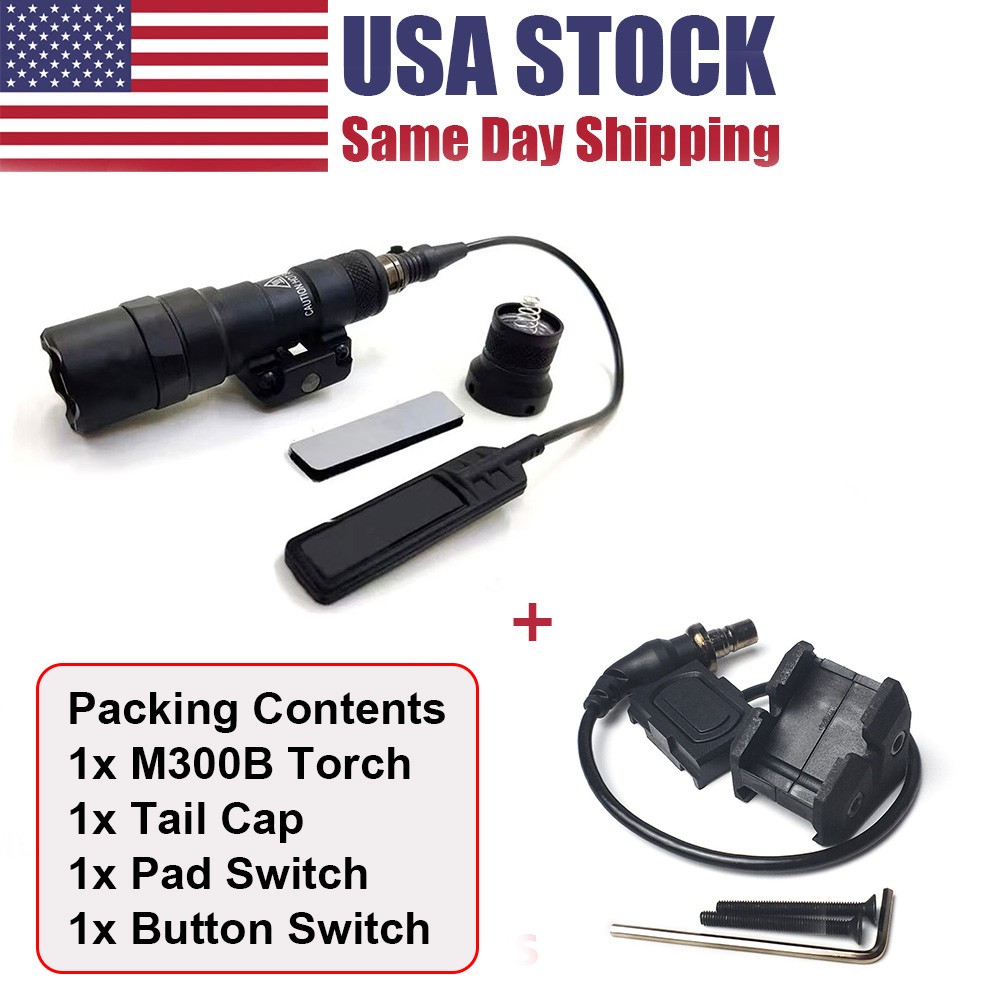 Tactical M300B Weapon Light MIni Flashlight Set + Remote Button Light Switch US