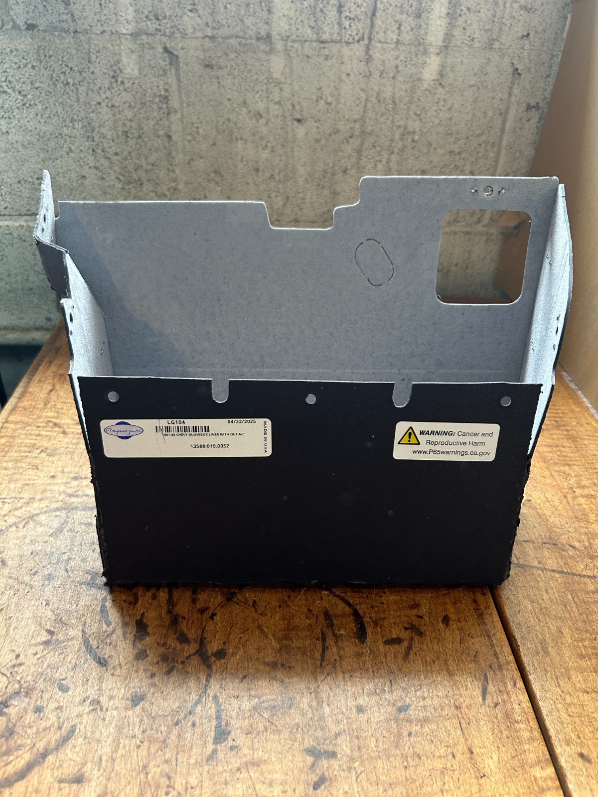 1961 1962 Chevy Glovebox Liner without AC NEW