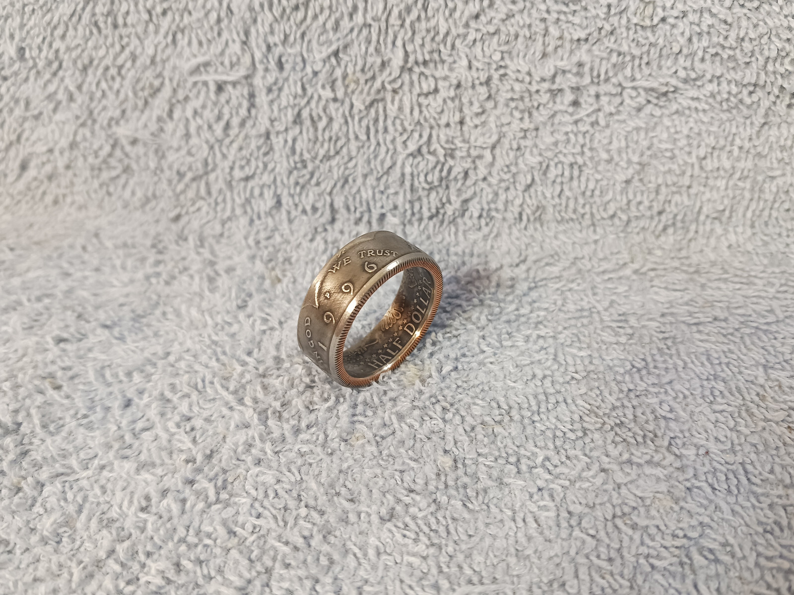 1996 Kenney Half Dollar coin ring size 11 Handmade  (A)