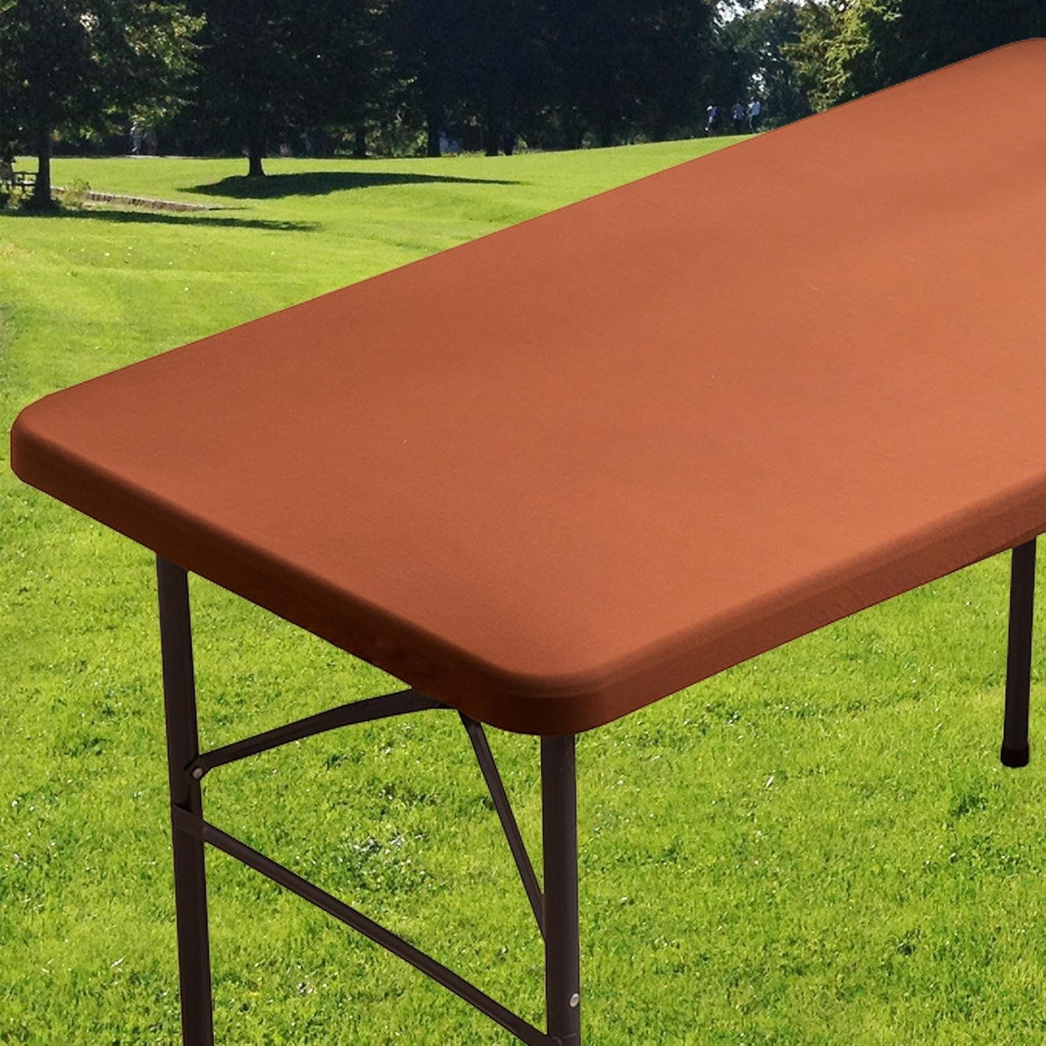 Rectangle Spandex 4 FT Fitted Tablecloth, Elastic Folding Picnic Table Cloth,