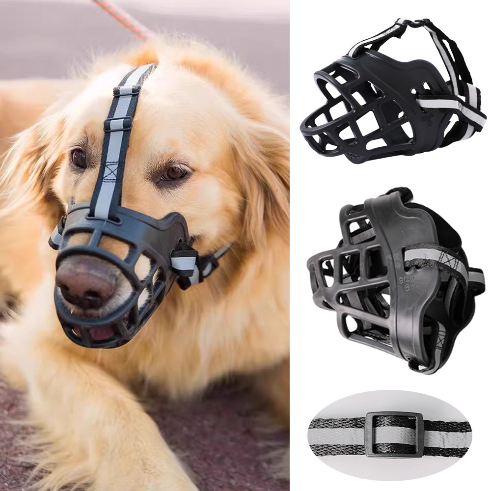 Pet Dog Breathable Basket Muzzle Adjustable Anti Barking Soft 6 Size ∂