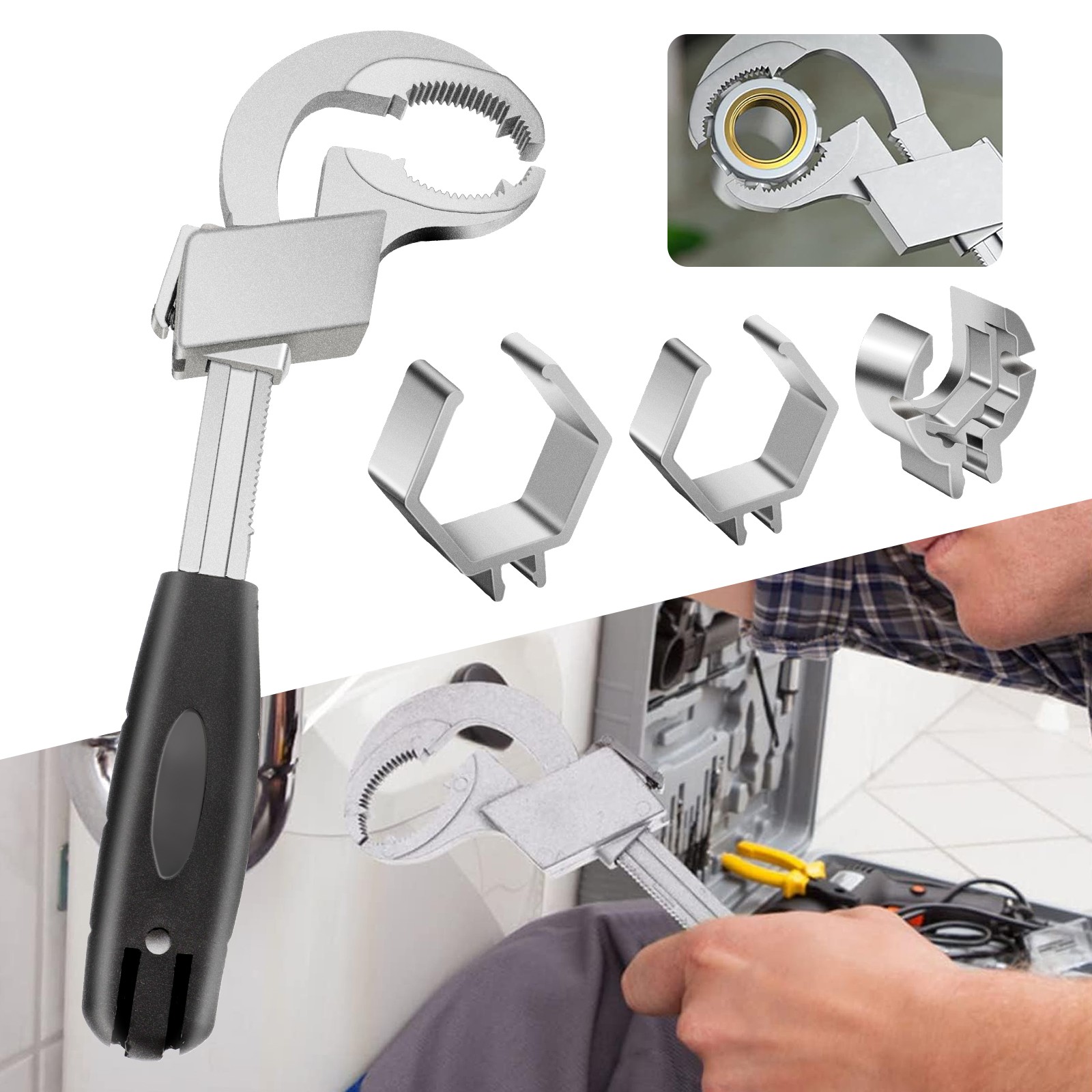80mm Universal Double-Ended Adjustable Wrench Tool Set Water Pipe Home Repair