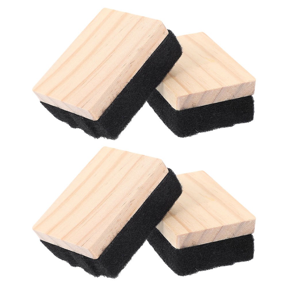 4Pcs Reusable Wooden Whiteboard Erasers Compact Dry Erase Wipes for Office