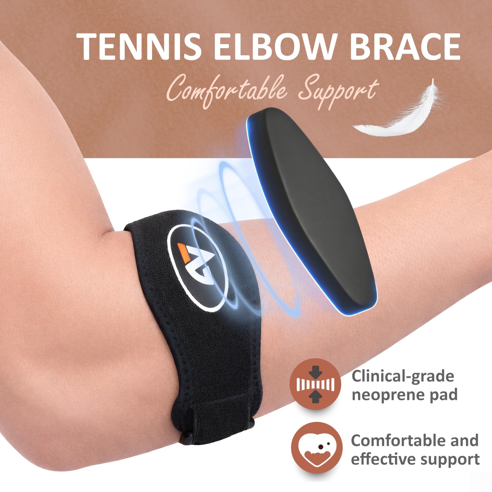 AetherGear Tennis Elbow Brace with Bonus Replacement Strap 1 pack Forearm Br...