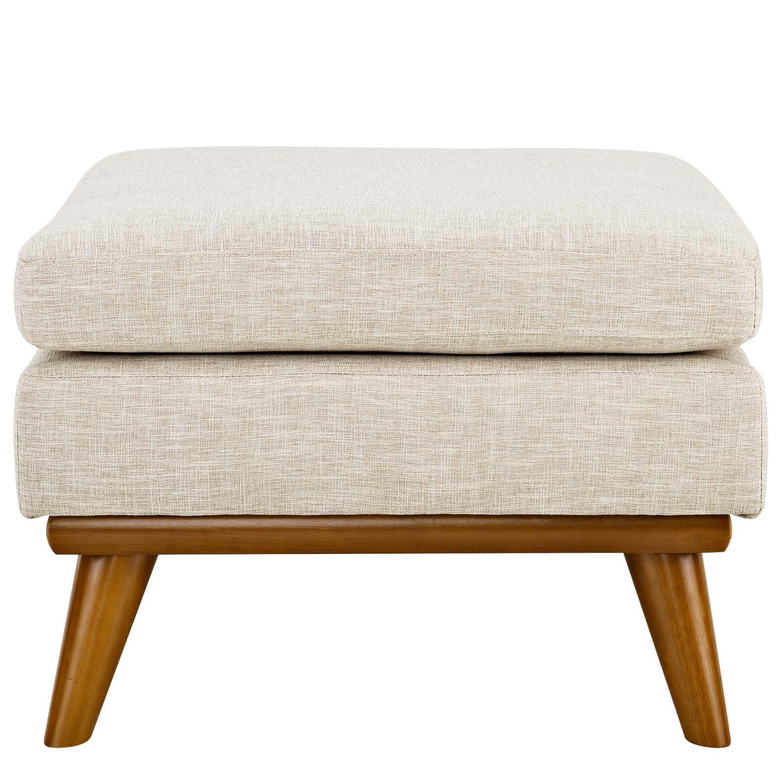 Modway Mid-Century Modern Upholstered Fabric Square Ottoman in Beige