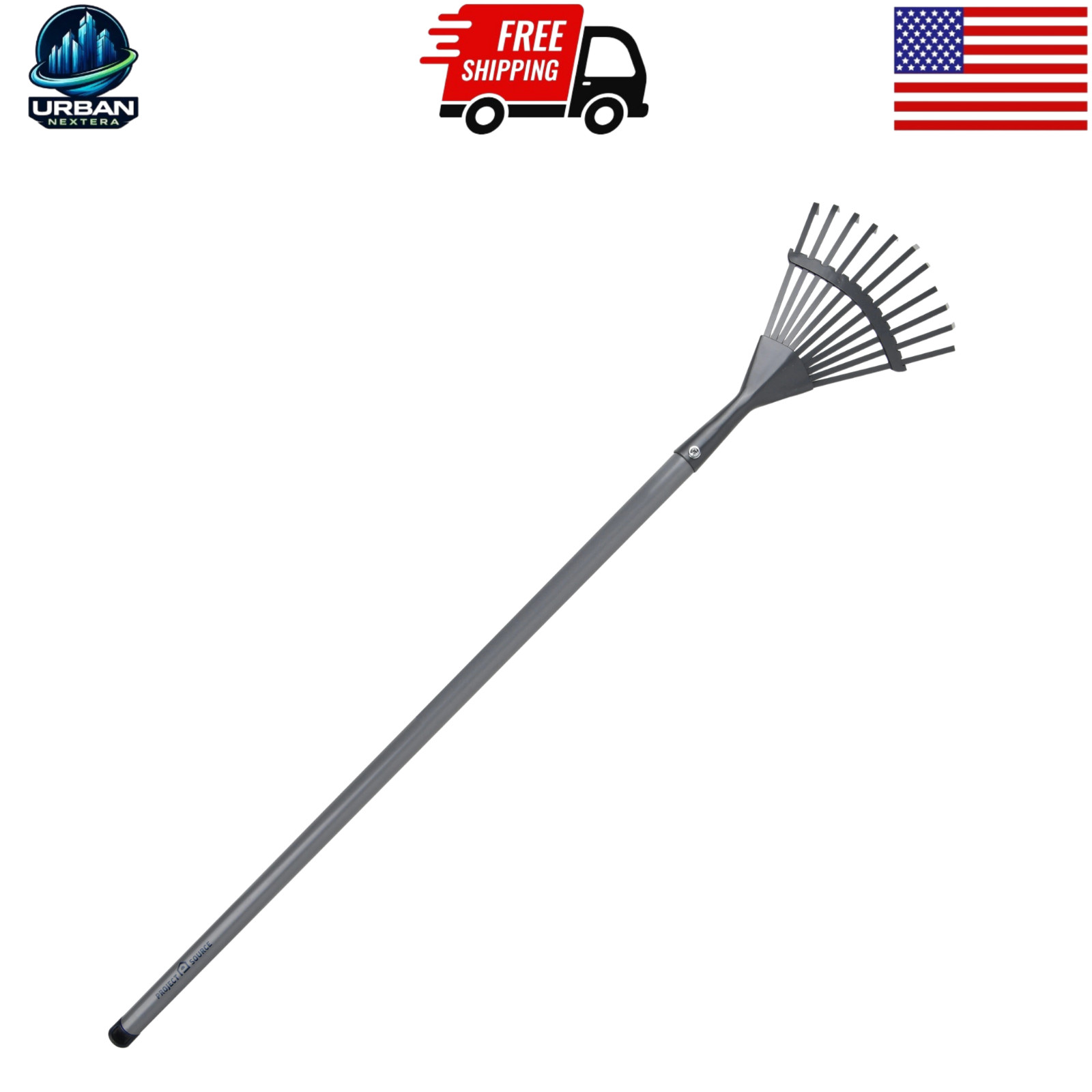 Project Source 12in Carbon Steel Lawn Rake Steel Handle Yard Tool