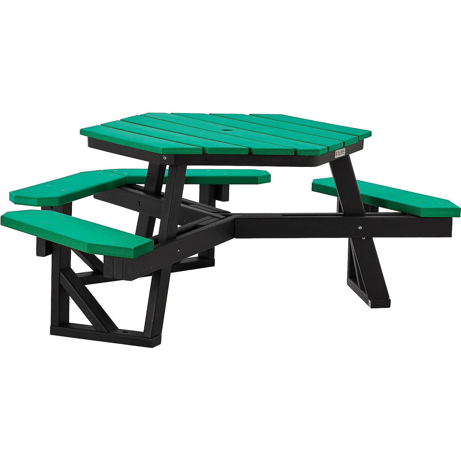 Global Industrial Outdoor 46" ADA Hexagon Picnic Table Recycled Plastic Green