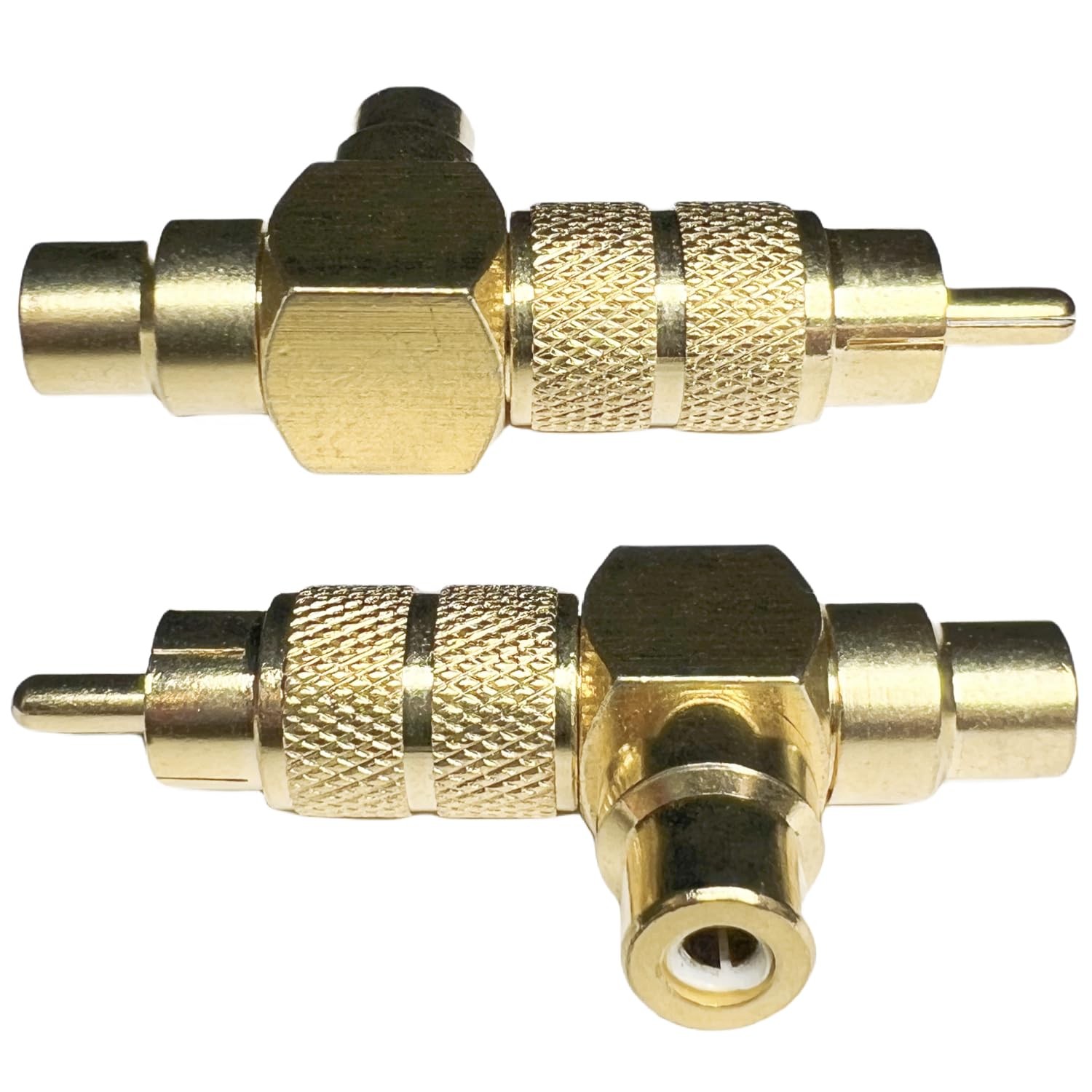 RCA Right Angle Splitter Adapter 2 Pack T Shape 1 Male RCA Plug to Dual Femal...