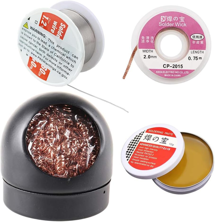 4-in-1 welding tool set, soldering iron tip cleaner + 0.6mm solder wire (1.76 oz
