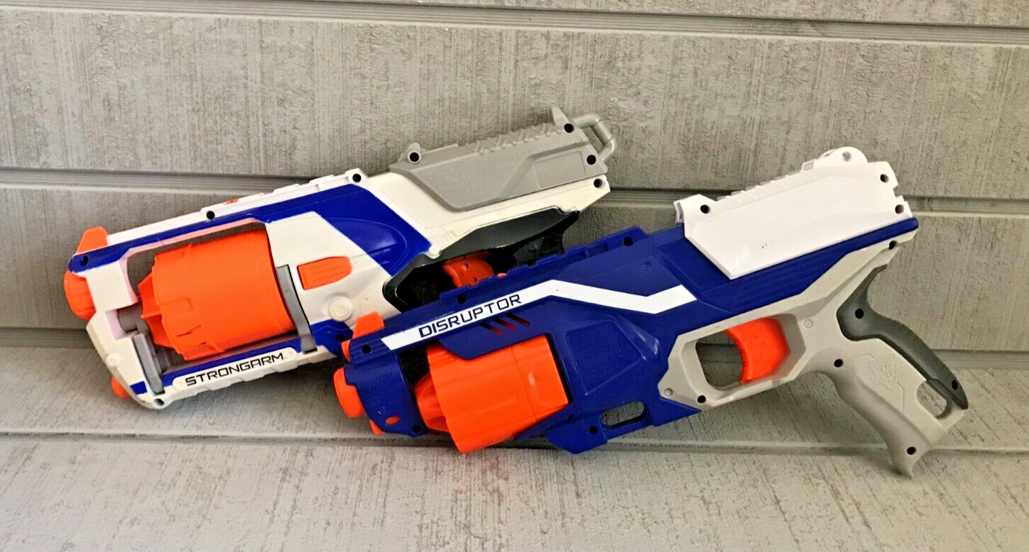 Lot of (2) NERF N-Strike Elite Toy Dart Guns ~ DISRUPTOR ~ STRONGARM