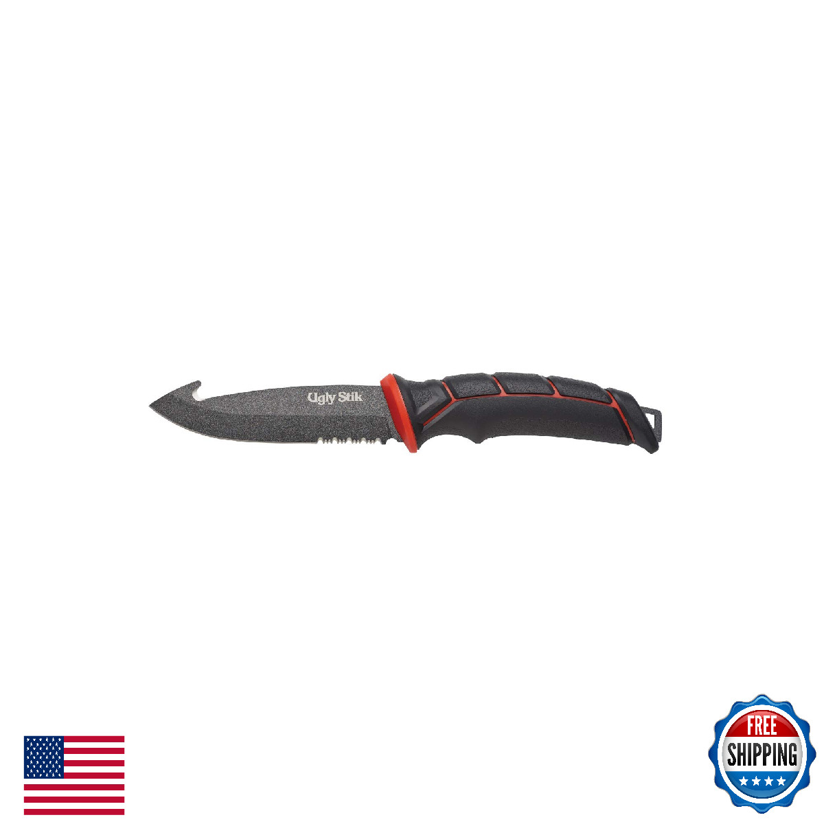 Ugly Stik Tools Gut Hook Bait Fishing Knife Black, 7-Year Warranty