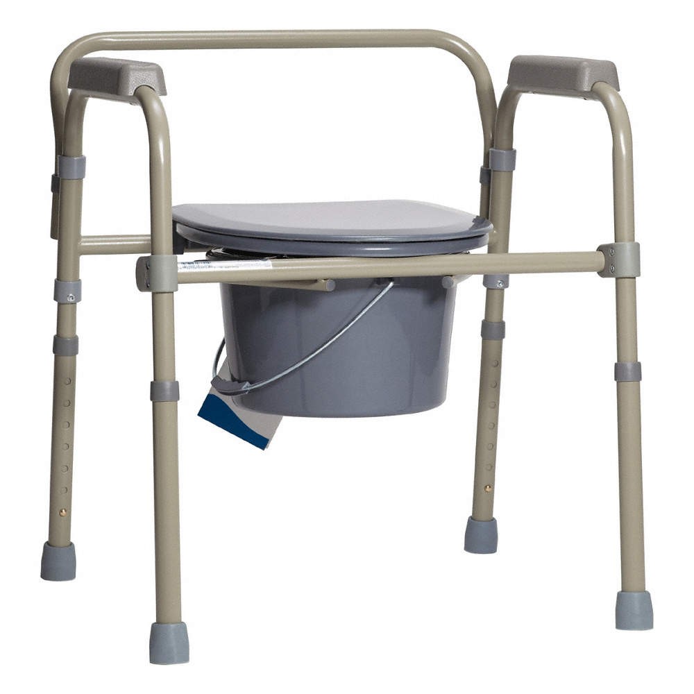 DYNAREX  Commode Chair, Gray, Steel 848KE4