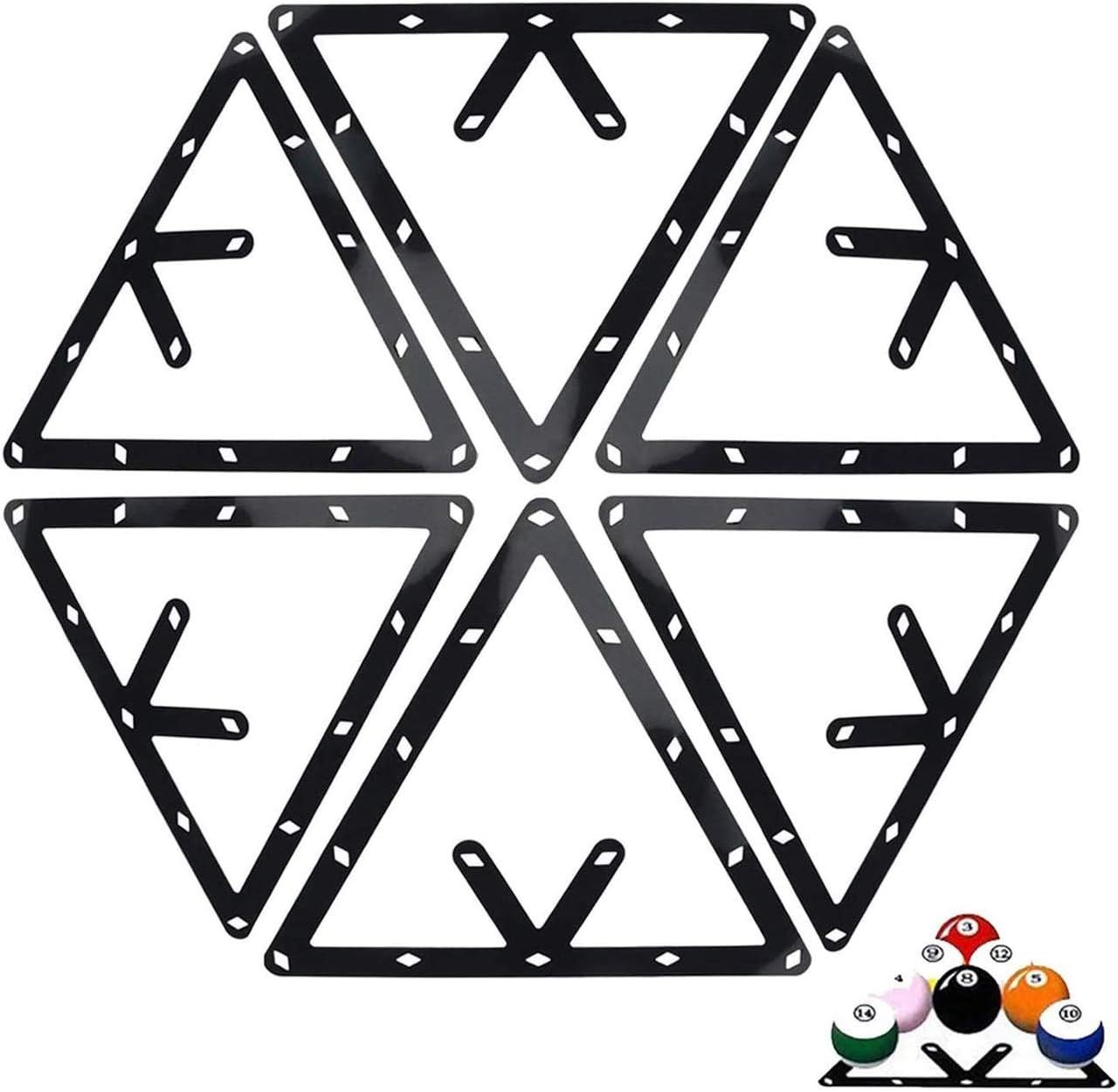 6PCS Billiards Triangle Cue Racks - Stylish Magic Ball Holder Set in Black
