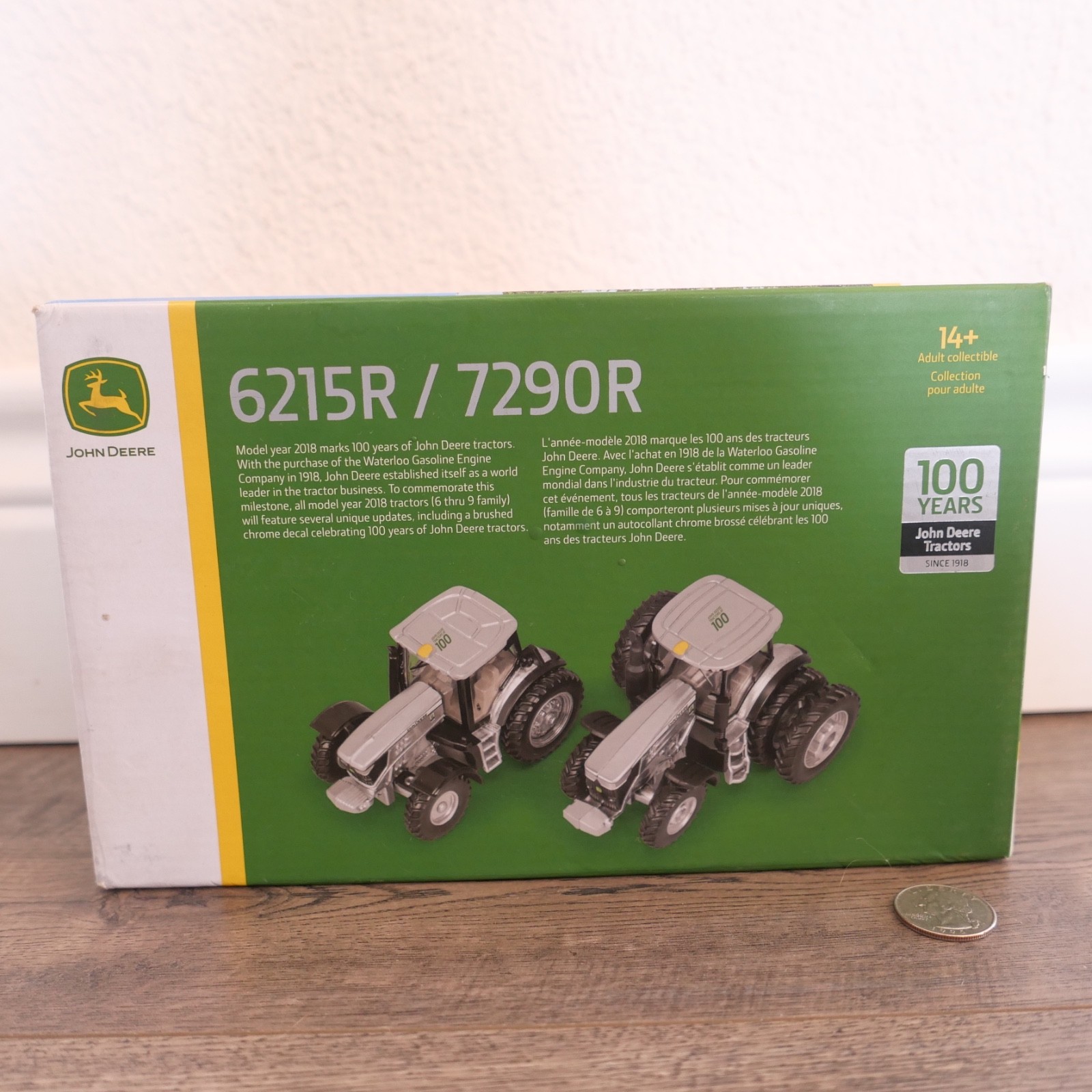 ERTL John Deere 6215R 7290R 100 Years Silver Edition Collectible Tractor Set