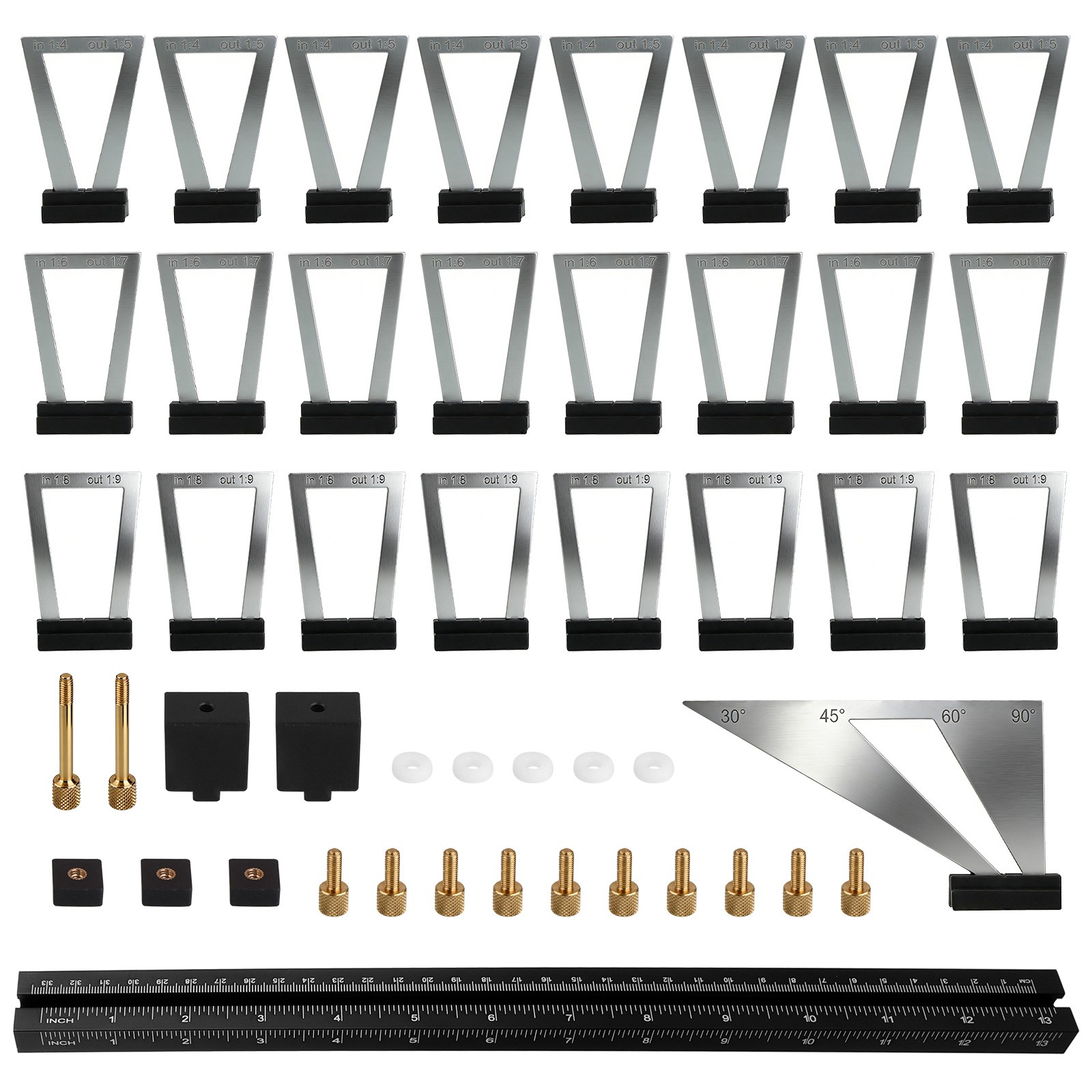Dovetail Tenon Marking Gauge Set Woodworking Scriber Ruler 6 Ratio for Furniture