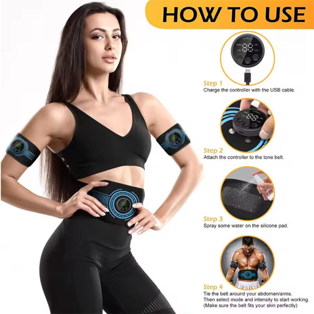 EMS Abdominal Muscle Toning Trainer ABS Stimulator Toner Fitness Binder Gym Belt