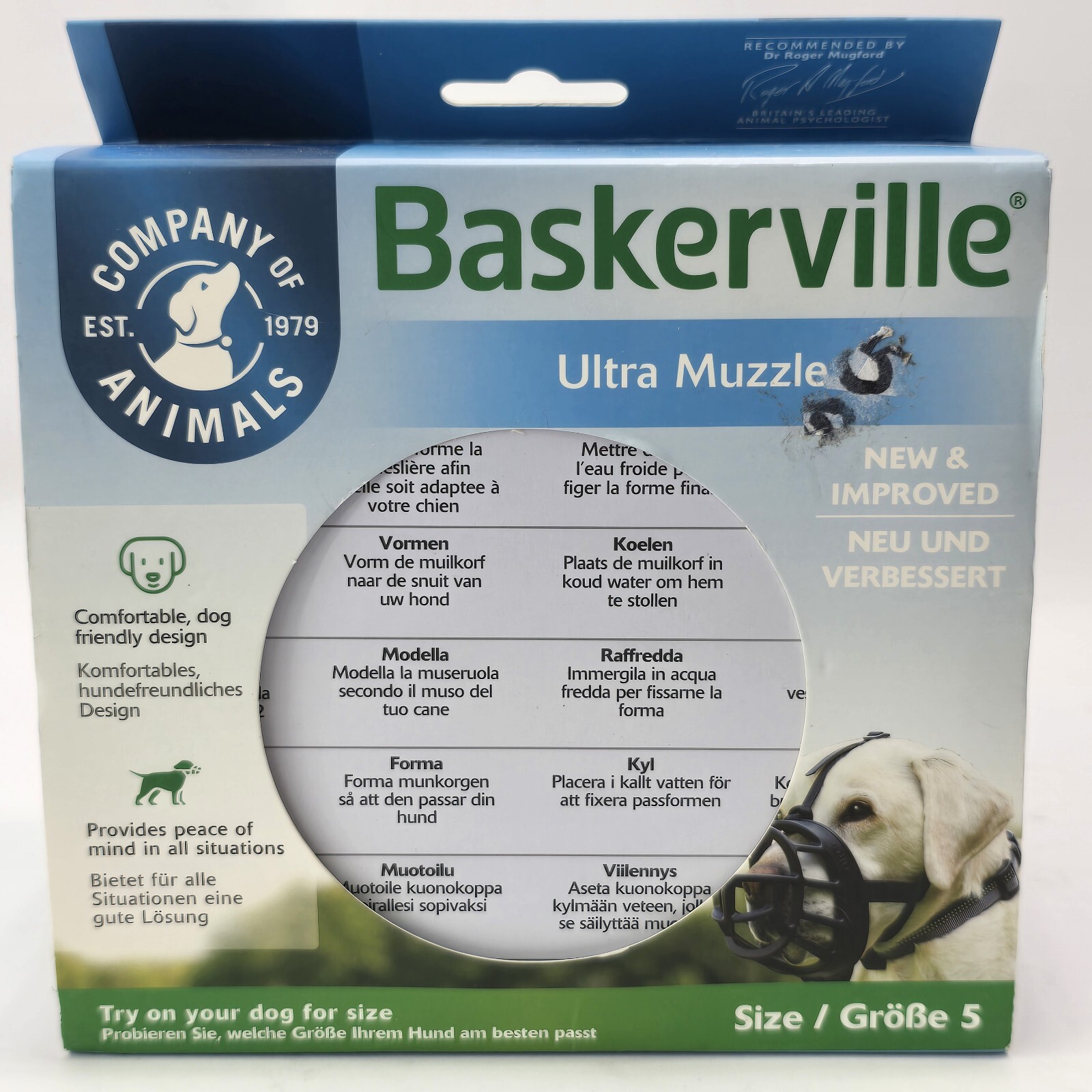 "New Baskerville Ultra Muzzle Size 5: Safe, Humane Design for Dogs"