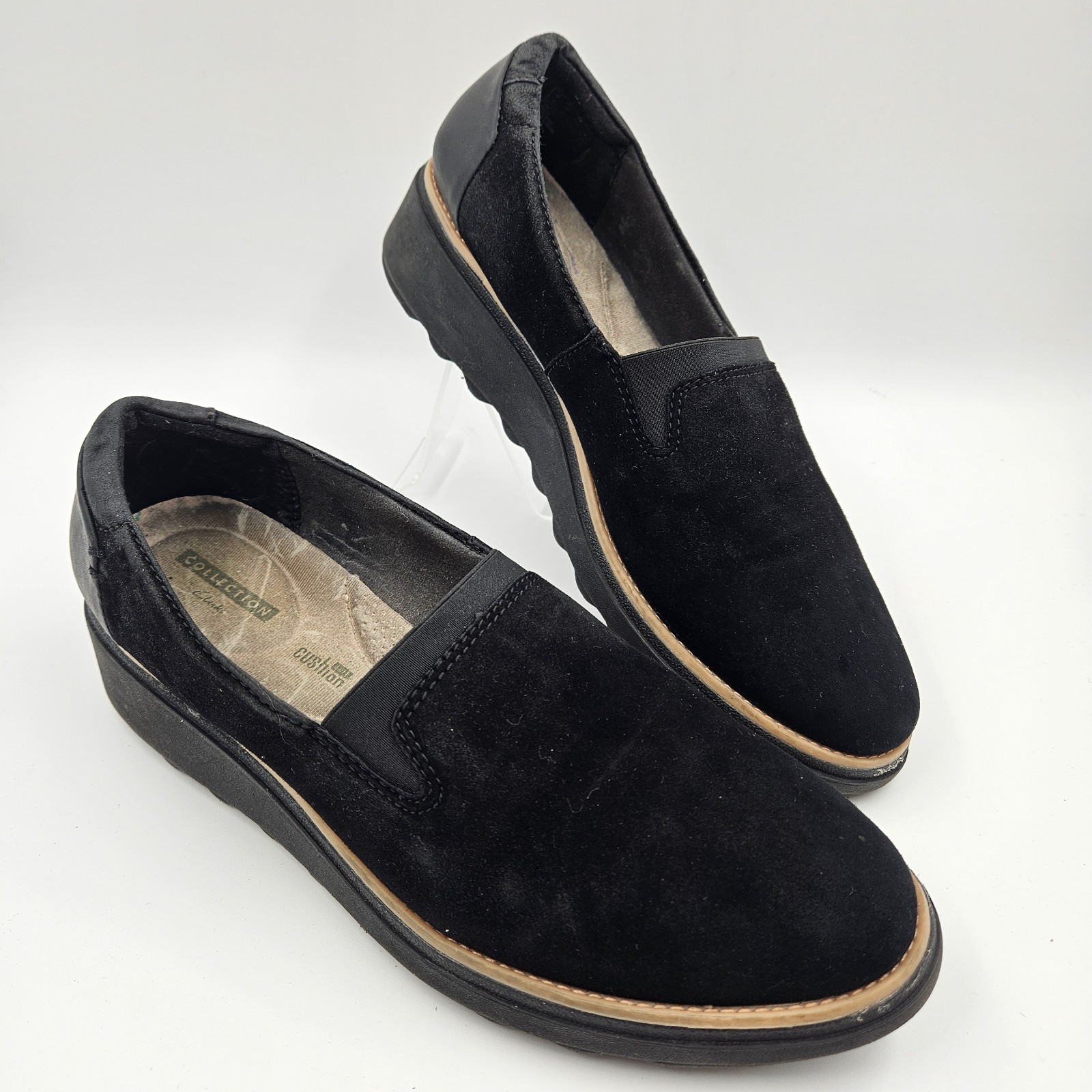 Collection Clarks Suede Shoes Women Sharon Dolly Penny Loafers Size 8 Black