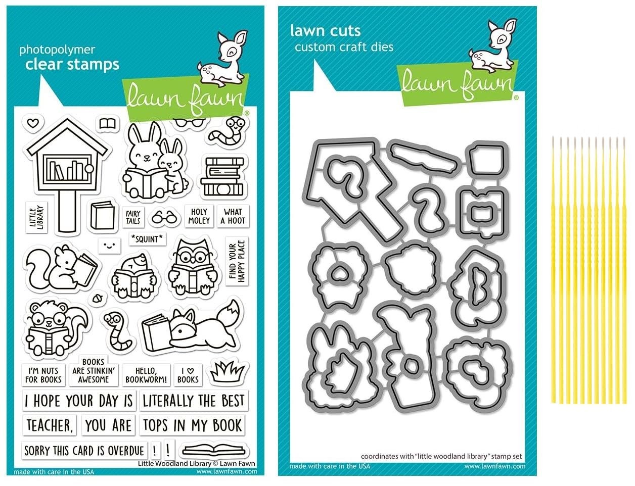 Lawn Fawn Stamp Set Bundle Little Woodland Library Stamp Set - Photopolymer...