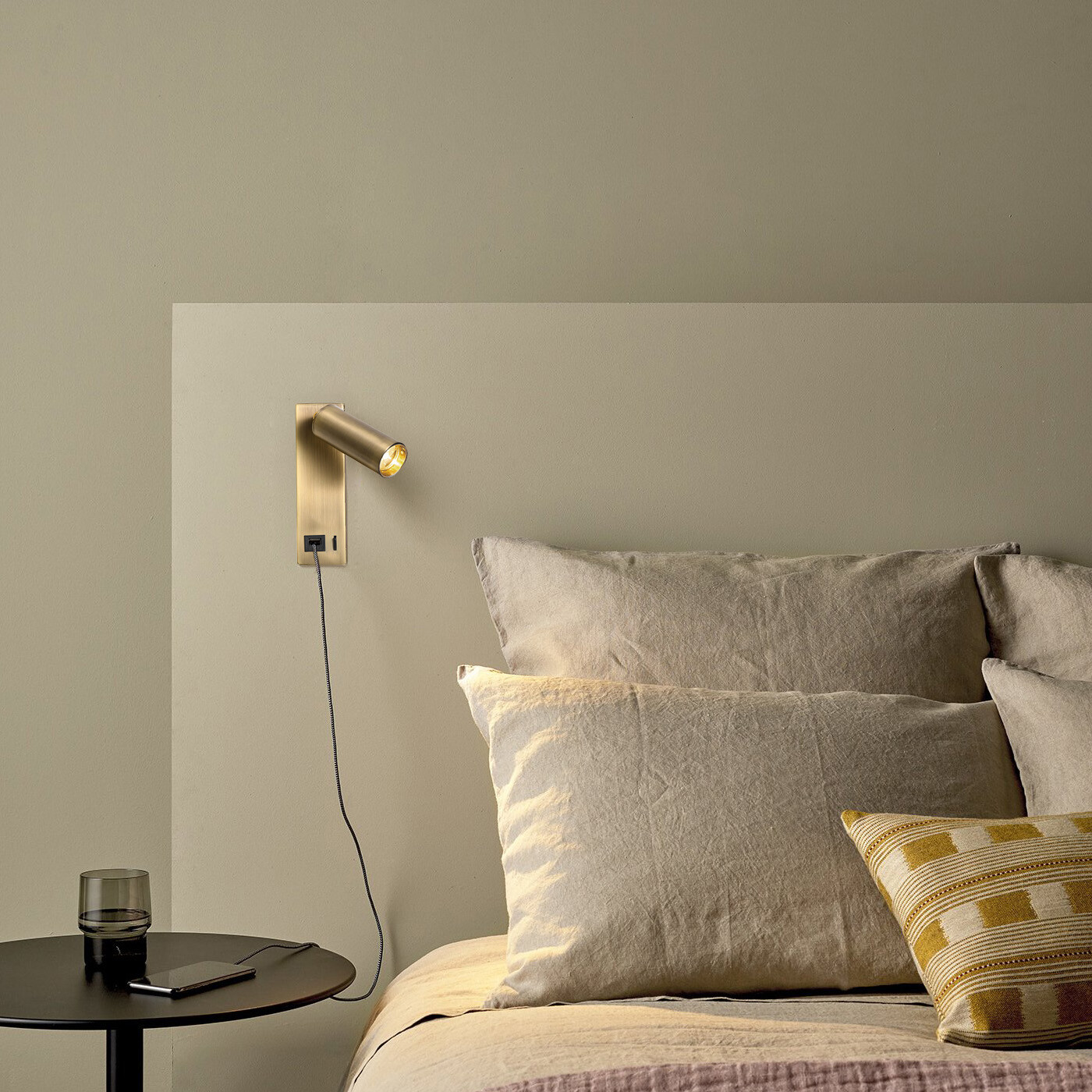 COB LED Bedside Light Wall Lamp Fixture USB Charging Port Switch Surface Mounted