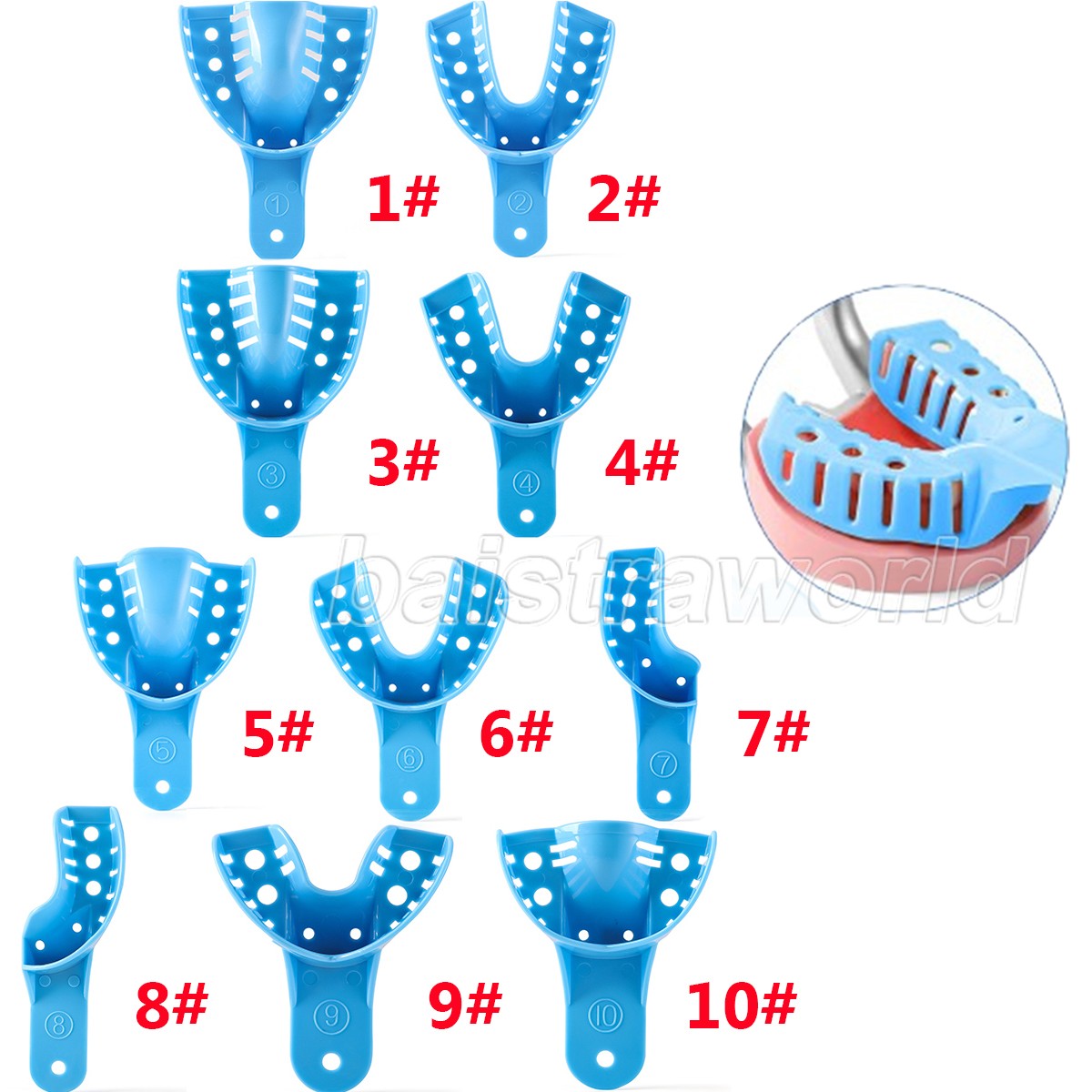 AZ Dental Impression Trays Plastic Perforated Denture Upper/Lower 12Pcs/Pack