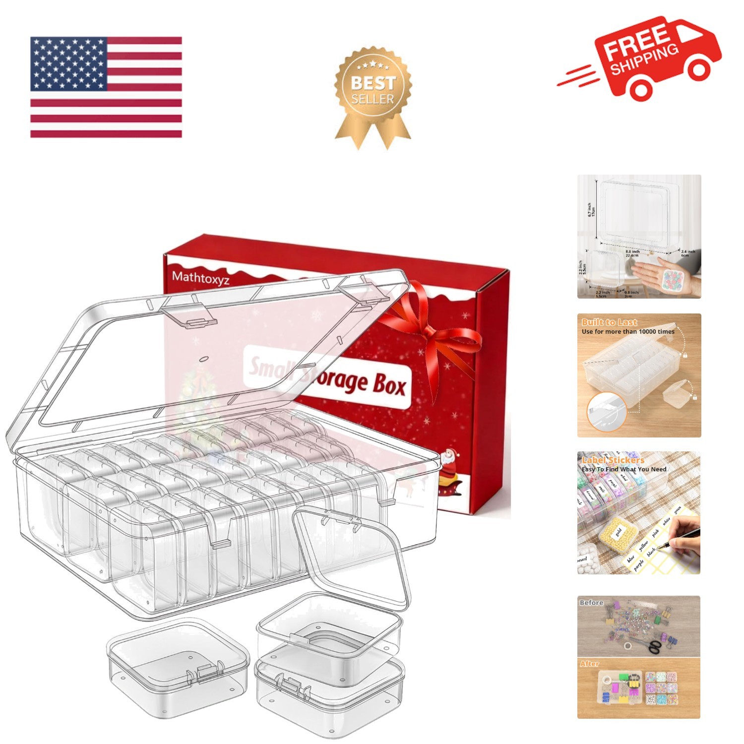 Bead Organizer Box, 31Pcs Small Beads Organizers and Storage Plastic Cases Mi...