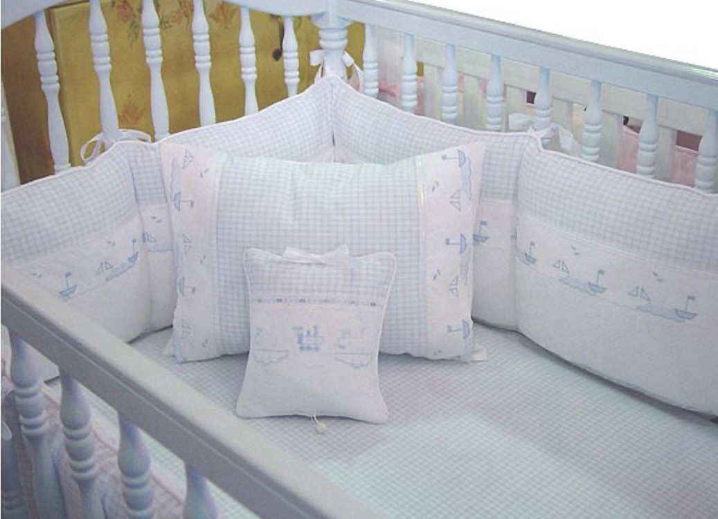 Blauen Embroidered Sailboat Baby Boy 100% Cotton Pillow Case NWT