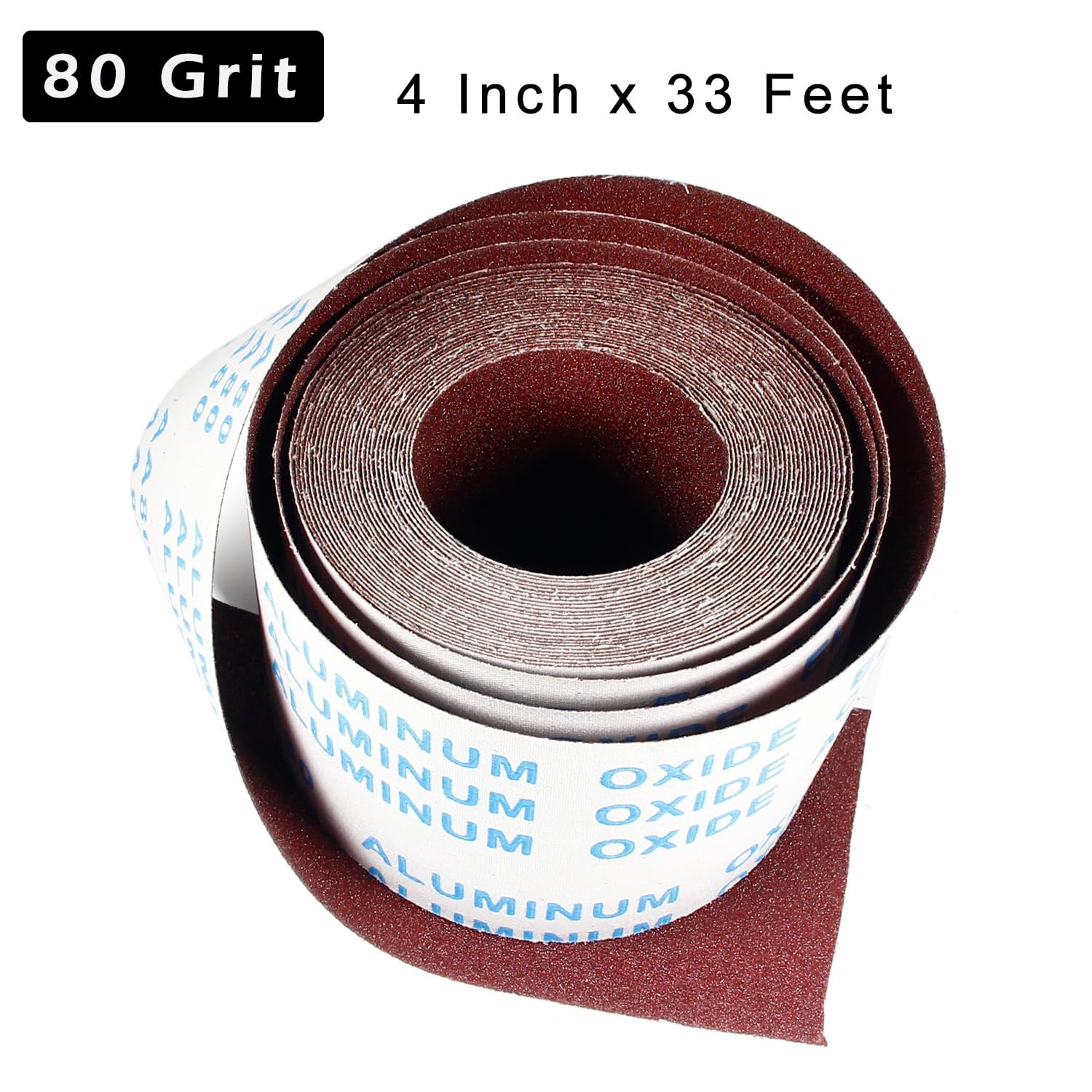 80 Grit Sandpaper Roll, 4 Inch x 33 Feet Aluminum Oxide Abrasive Paper Roll C...