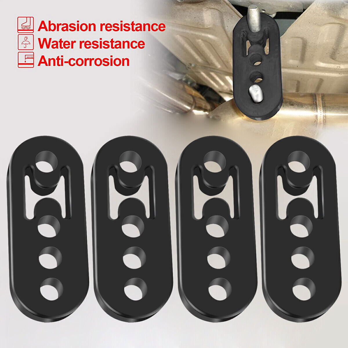 4Pcs Exhaust Hanger Rubber Adjustable Insulator Bushing Mount 4 Holes Universal