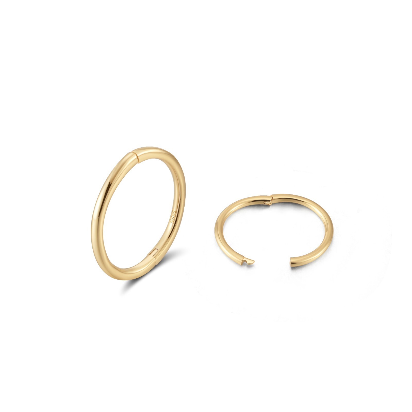 9CT GOLD & Silver SLEEPER HOOP EARRINGS -Sizes: 6mm / 8mm / 10mm / 12mm HUGGIE