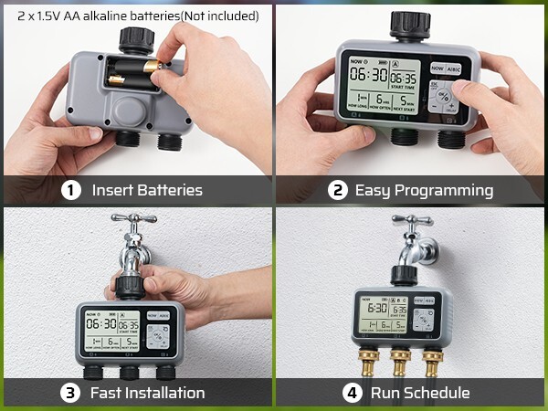 DEWENWILS 3 Zone Sprinkler Timer, Water Timer, Programmable Hose Faucet Timer