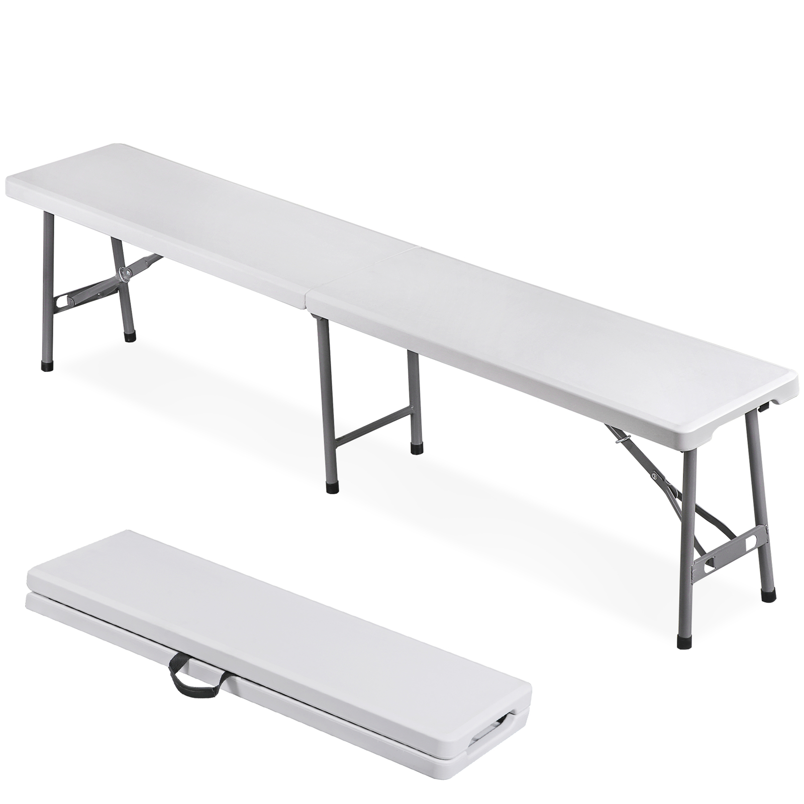 Folding Bench 6FT Plastic Folding Bench with Handles for Party Camping Picnic