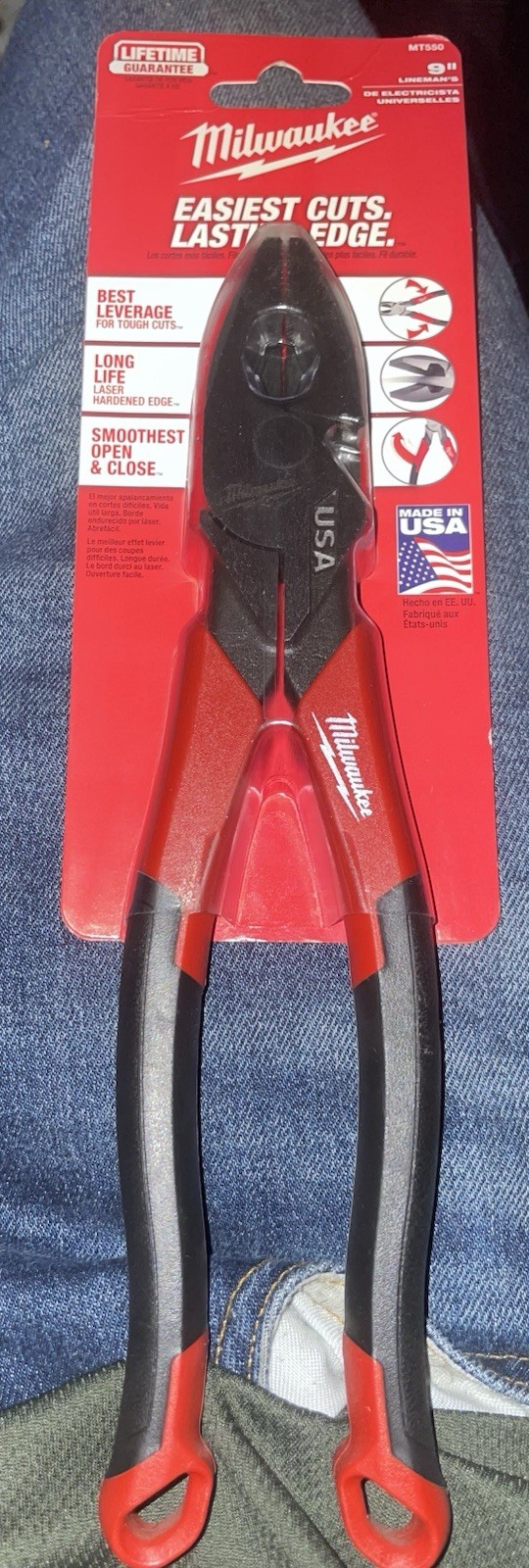 NEW Milwaukee MT550 9" Lineman's Pliers with Fish Tape Puller Comfort Grip USA