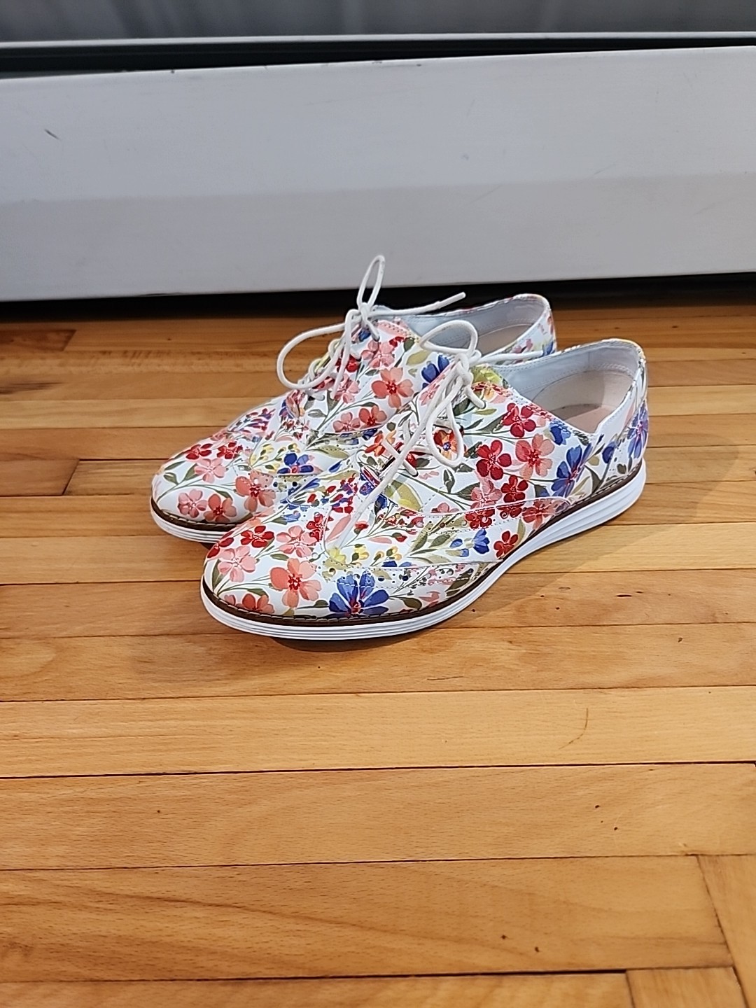 Cole Haan Floral Oxford Shoes Womens 9B Leather Canvas Lace Up Casual