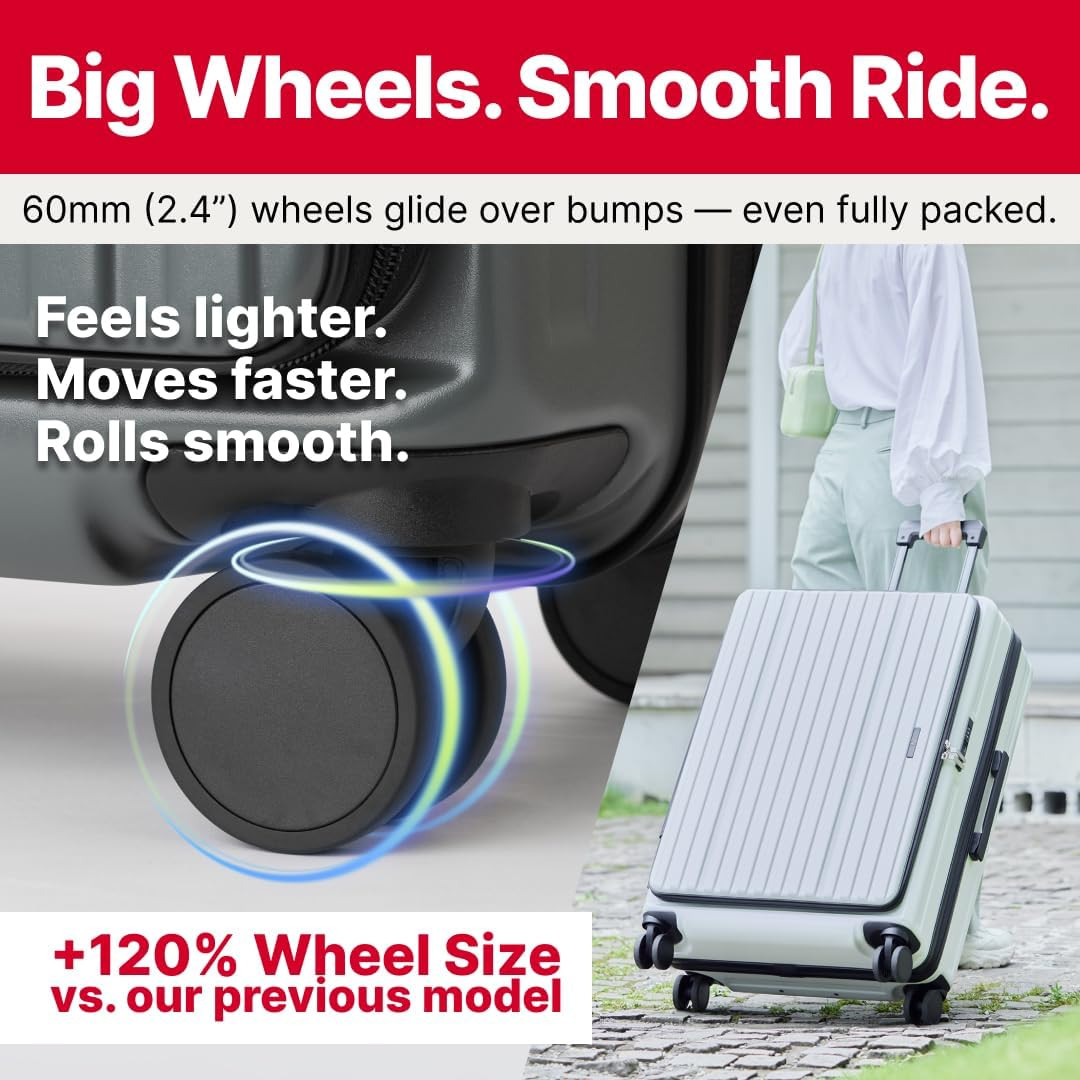 LW 5524 Hardshell Spinner Luggage with USB Port & Cup Holder, Easy Access Design